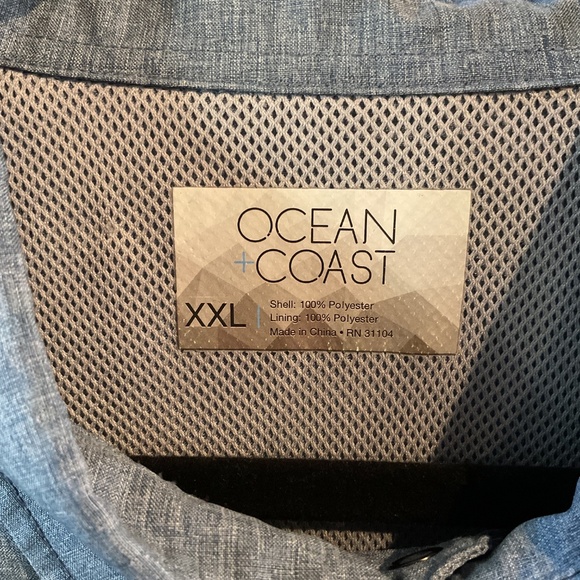 Ocean + Coast Short Short Sleeve Button Down Shirt - XXL - Bison Blue Heather - Picture 2 of 9